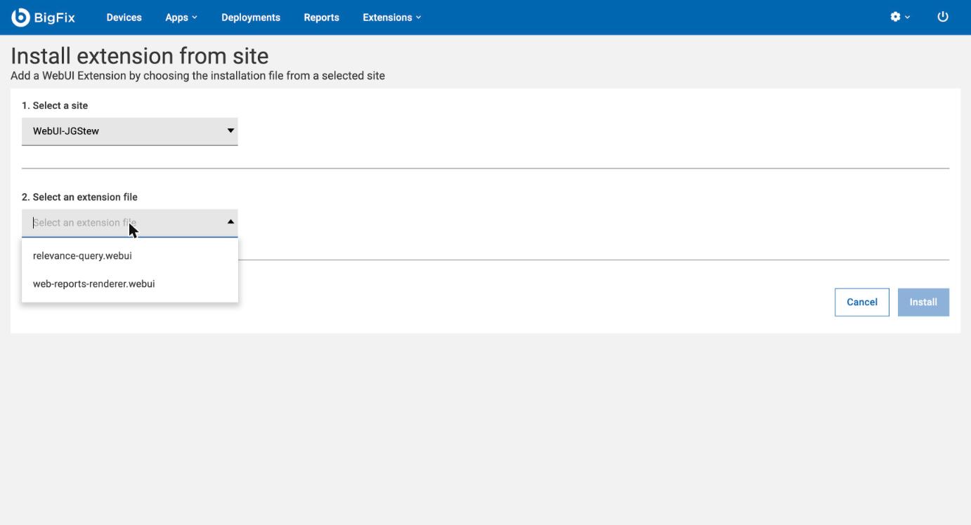 Choose the extension file from the WebUI-JGStew site